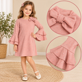 Girls pink diamante bow dress