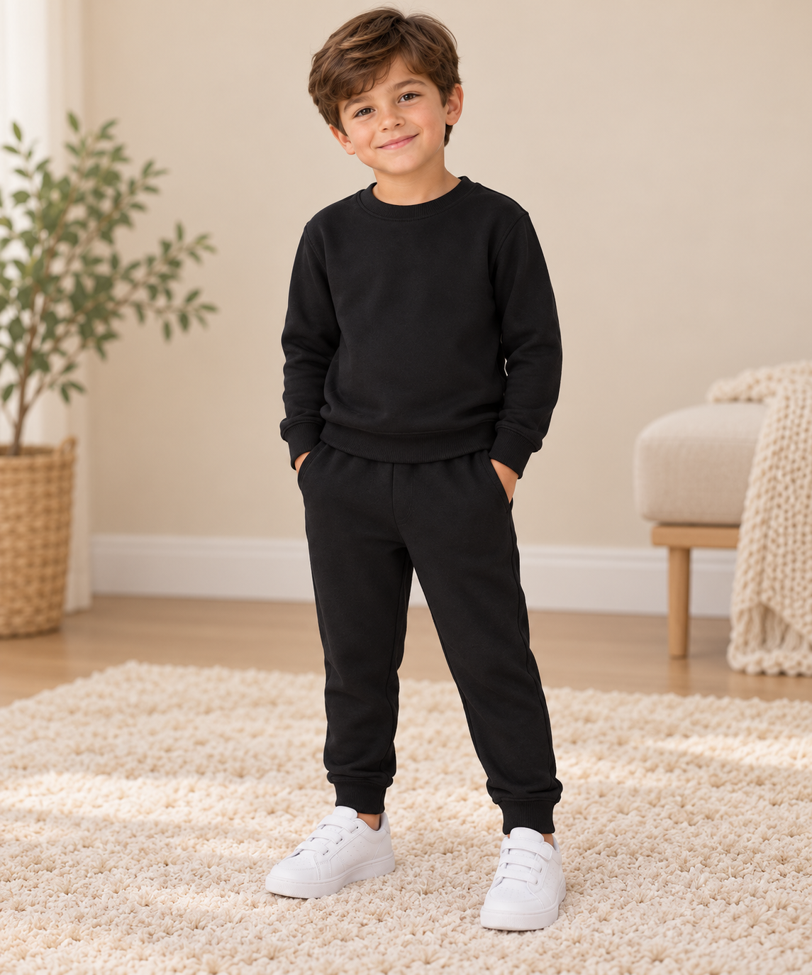 Boys black 2 piece tracksuit