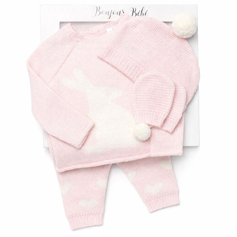 Baby girl bunny print 4 piece gift set