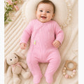 Baby girl pink ribbed sleepsuit
