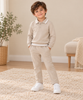 Boys beige polo tracksuit