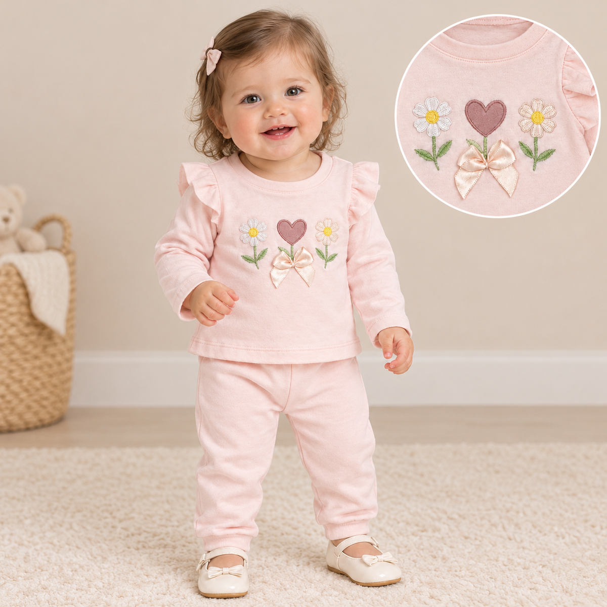 Baby girls 2 piece pink floral set