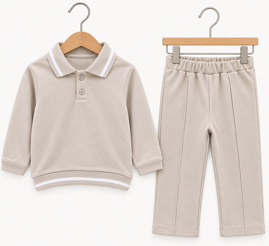 Boys beige polo tracksuit