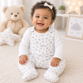 Unisex baby cream sleepsuit and bodysuit