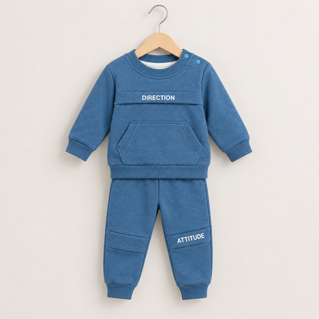 Boys blue 2 piece 'direction/attitude' set