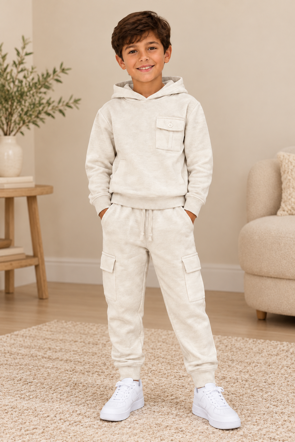Boys ivory back design tracksuit