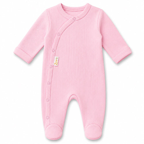 Baby girl pink ribbed sleepsuit