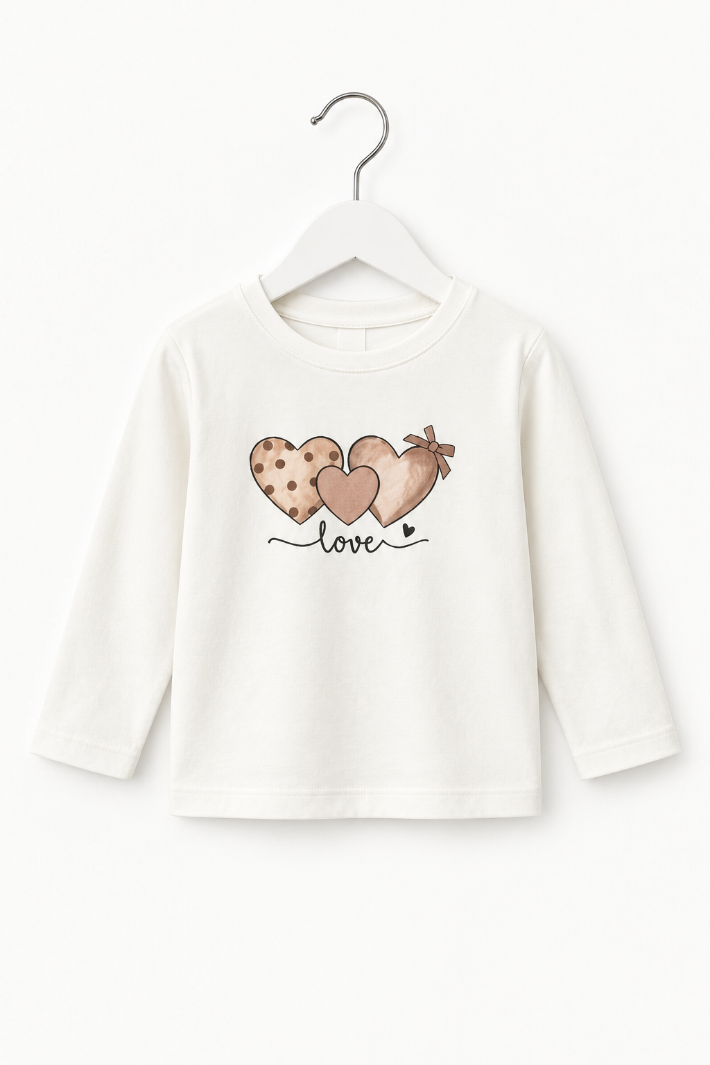 Girls 3 piece heart beige set