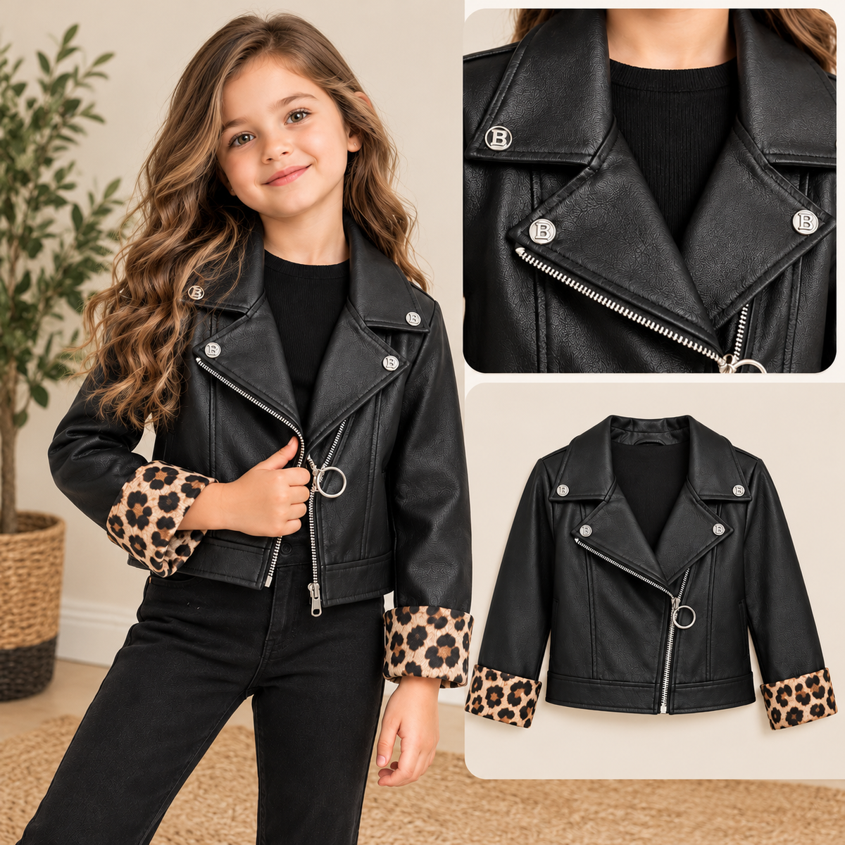 *Pre order* Girls Leopard print jacket