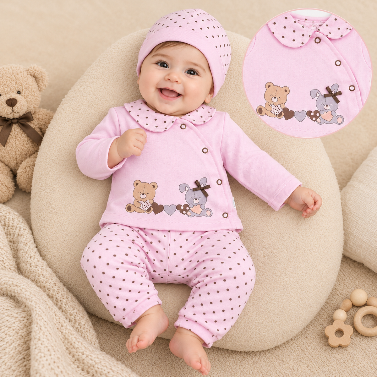 Baby girl 3 piece polka dot set
